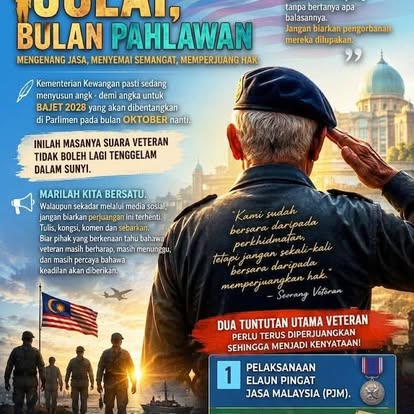 Poster catatan veteran dan tuntutan kebajikan